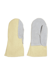 Kevlar and leather mittens for thermal protection
