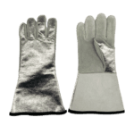 Kevlar/Carbon aluminized gloves with leather palm