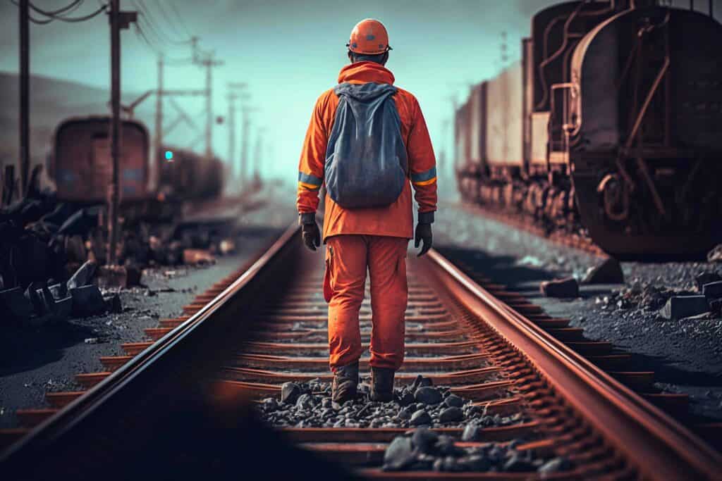 Person walking on a railway